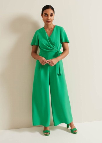 Phase Eight Petite Julissa Wide Leg Jumpsuit Green Australia | WE8973605